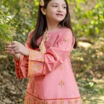 Kids Girls Shalwar Kameez Fully Embroidered Lawn Ethnic Suit 2Pc