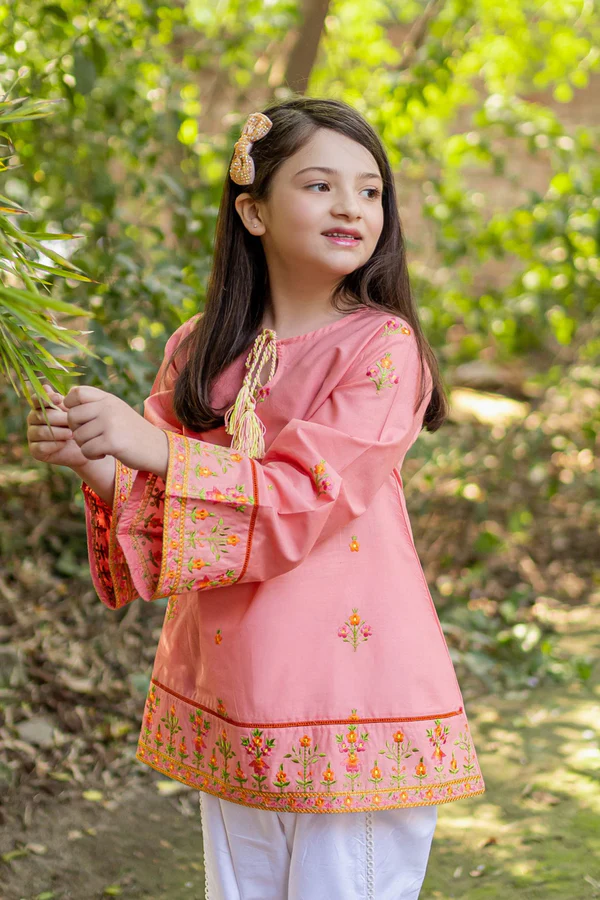 Kids Girls Shalwar Kameez Fully Embroidered Lawn Ethnic Suit 2Pc